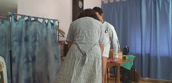  Sewing granny jumps on fresh cock